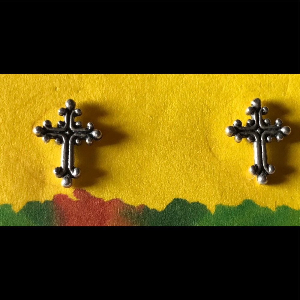 Sterling Silver Miniature Cross Earrings
